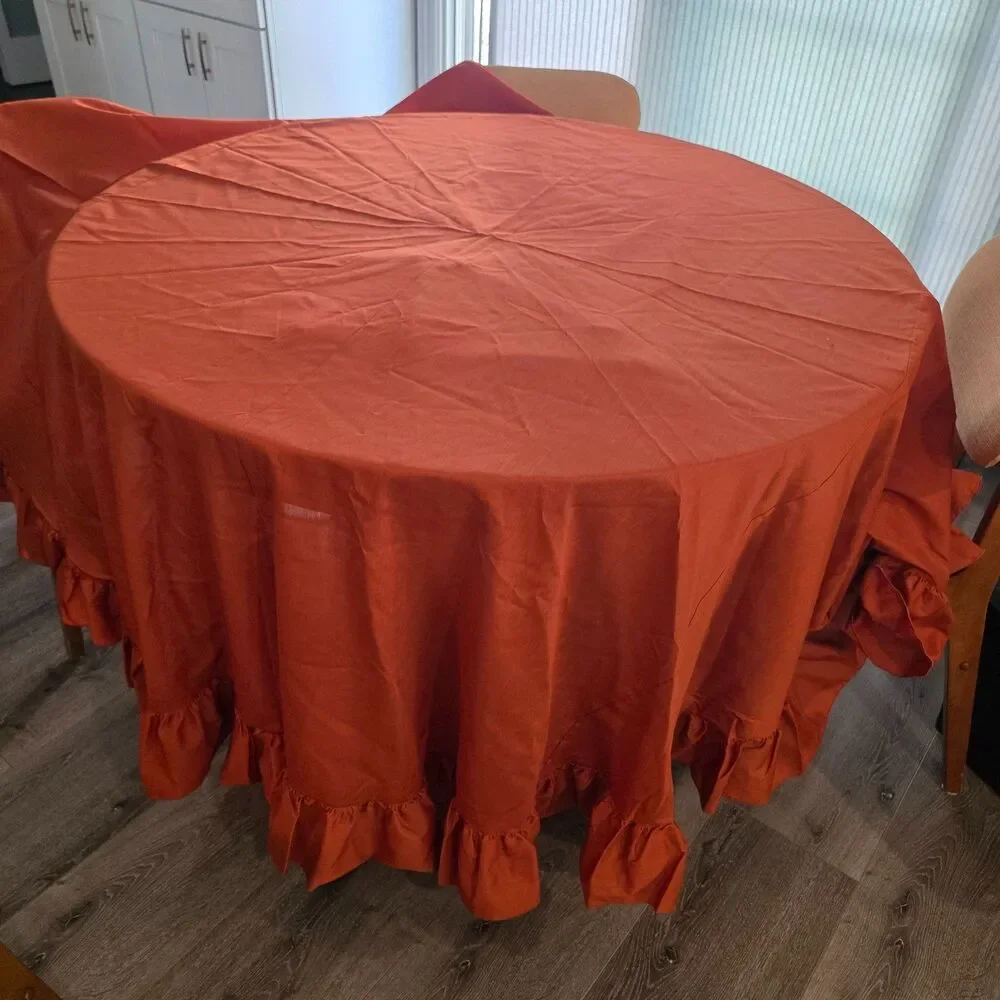 Vtg Round Floral Tablecloth 90